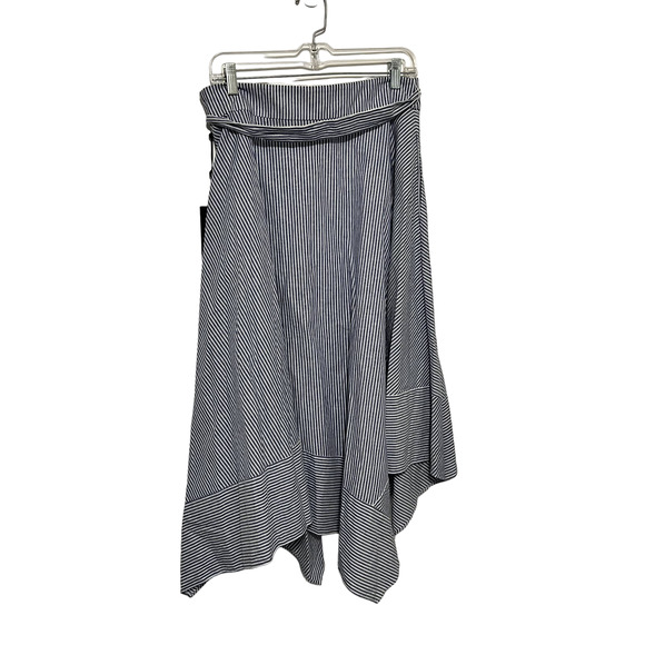 DKNY Hanker chief Style Blue and White Stripe Mid Length Skirt Size 6 NWT - Picture 2 of 9